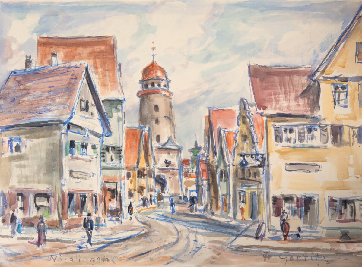 Nördlingen II (nicht datiert), Aquarell
