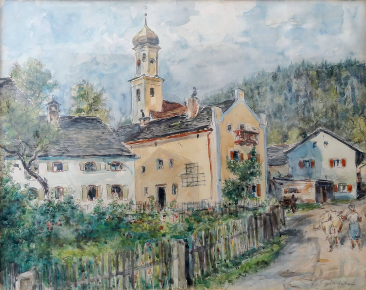 Pfarrhaus in Prunn (nicht datiert), Aquarell