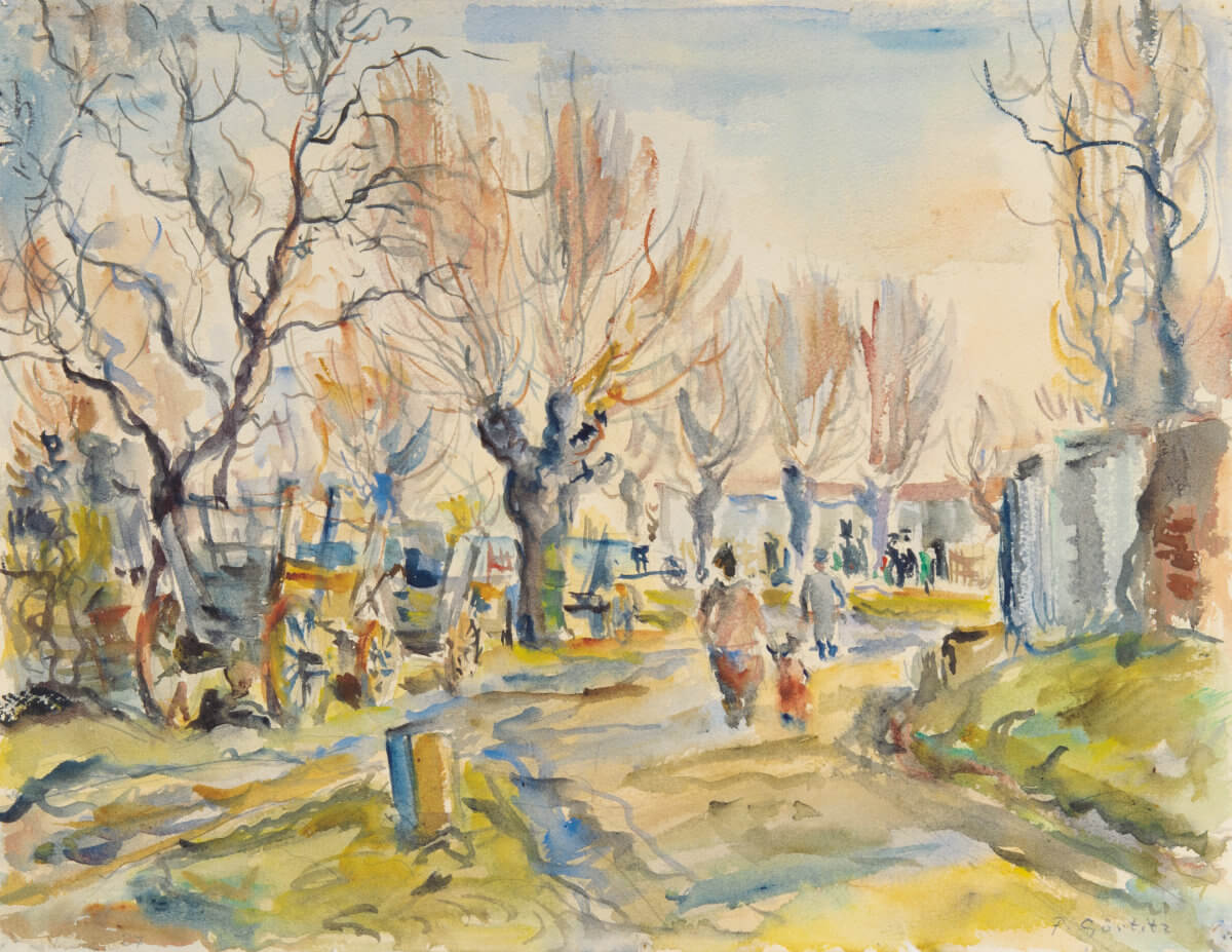 Landschaft bei Wachau (nicht datiert), Aquarell