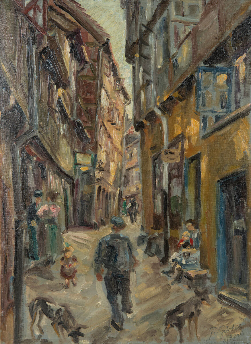 Hamburg, Gängeviertel (1923), Öl/Malkarton