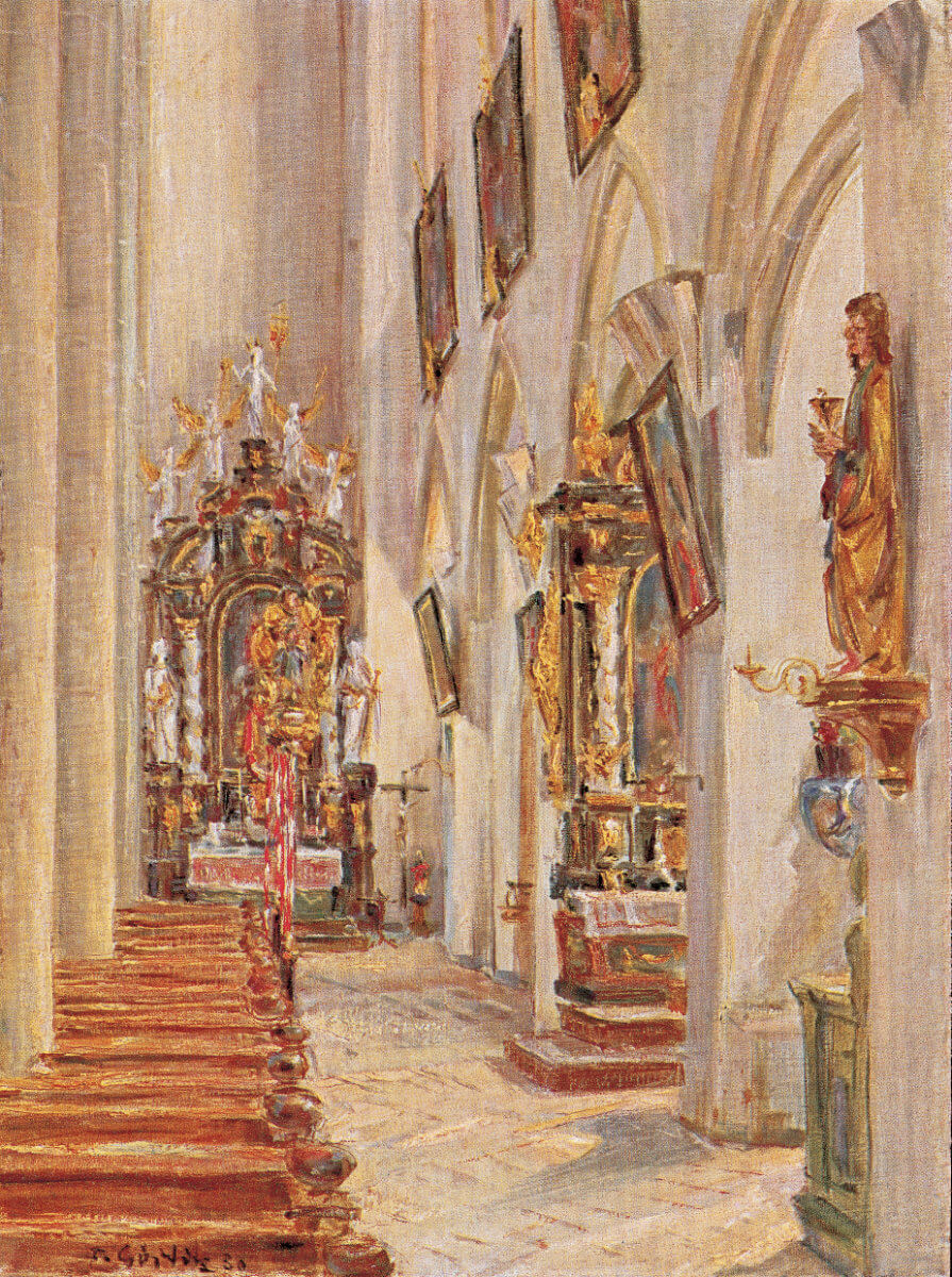 Kirchenraum in Iphofen (1930), Öl/Lwd.