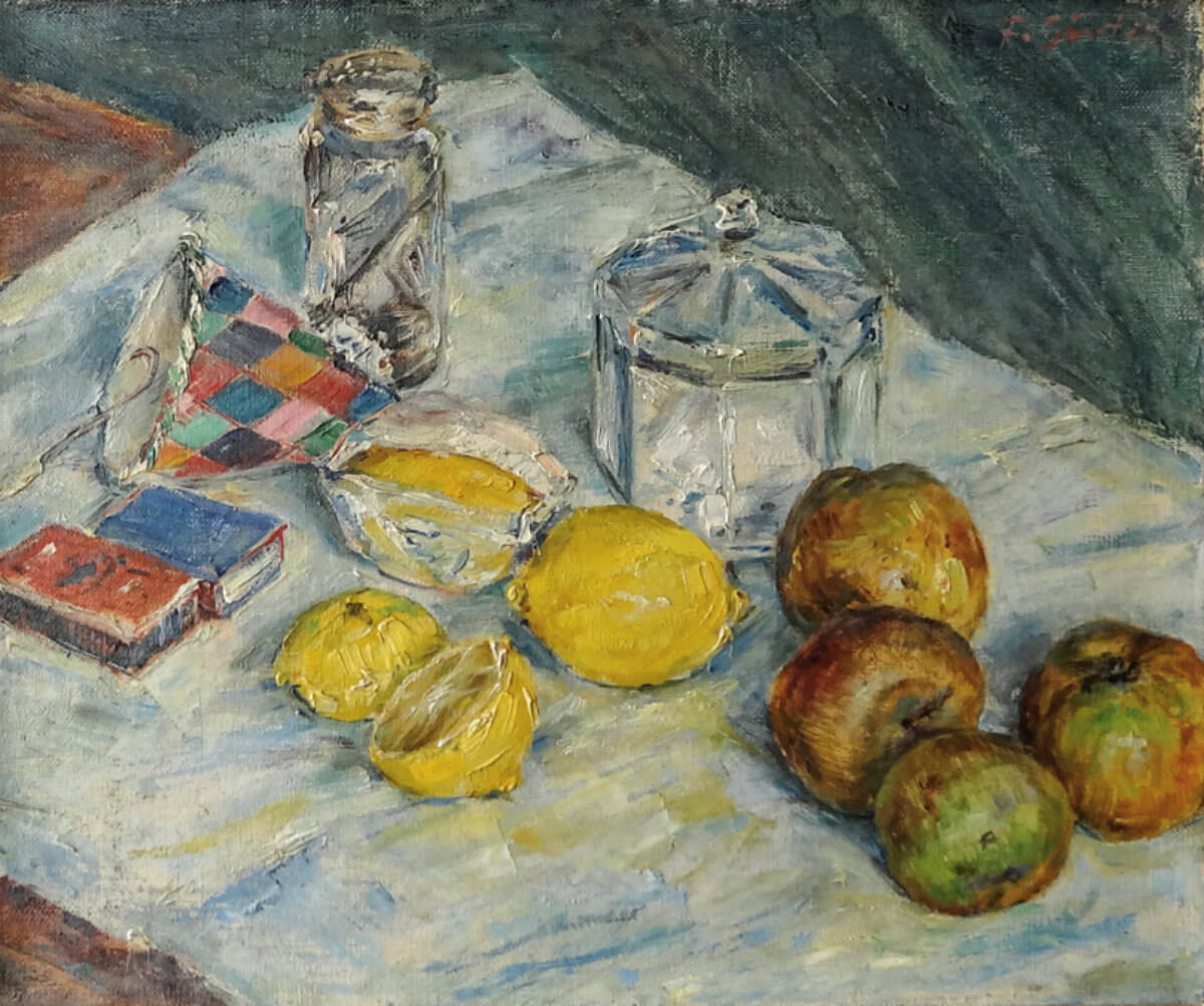 Stilleben Zitronen mit Zuckerdose (nicht datiert), Öl/Lwd.