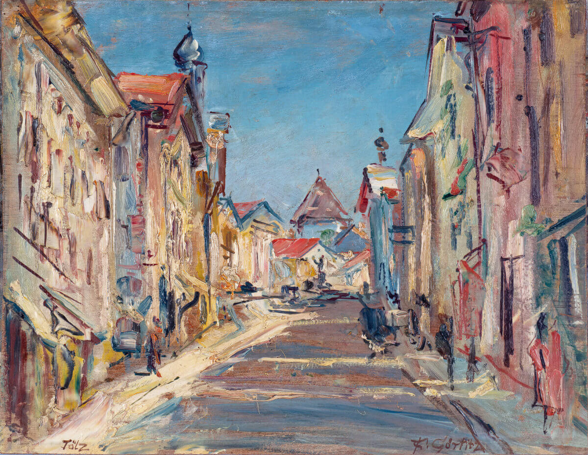 Tölz, Marktstraße (nicht datiert), Öl/Malkarton
