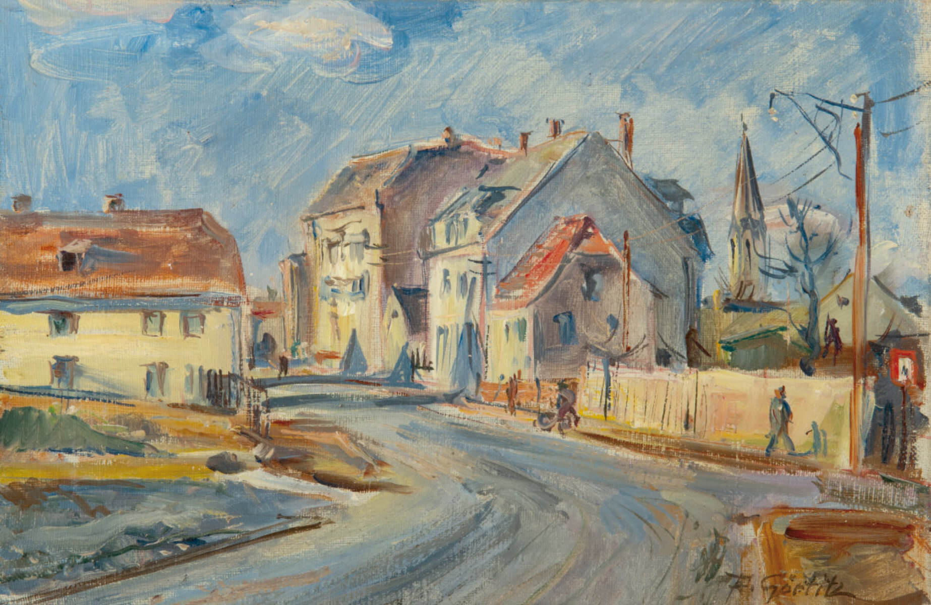 Wachau bei Leipzig II (nicht datiert), Öl/Lwd.