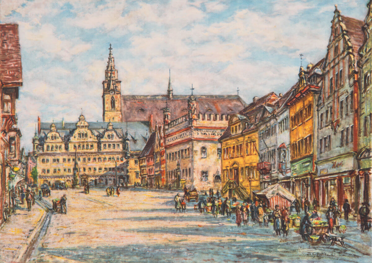 Markt in Zerbst, Öl/Lwd.