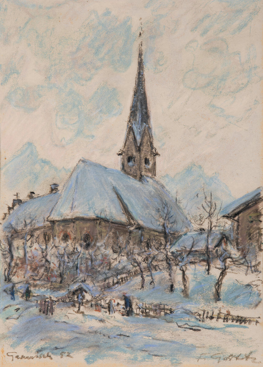 Kirche in Partenkirchen (1952), Pastell