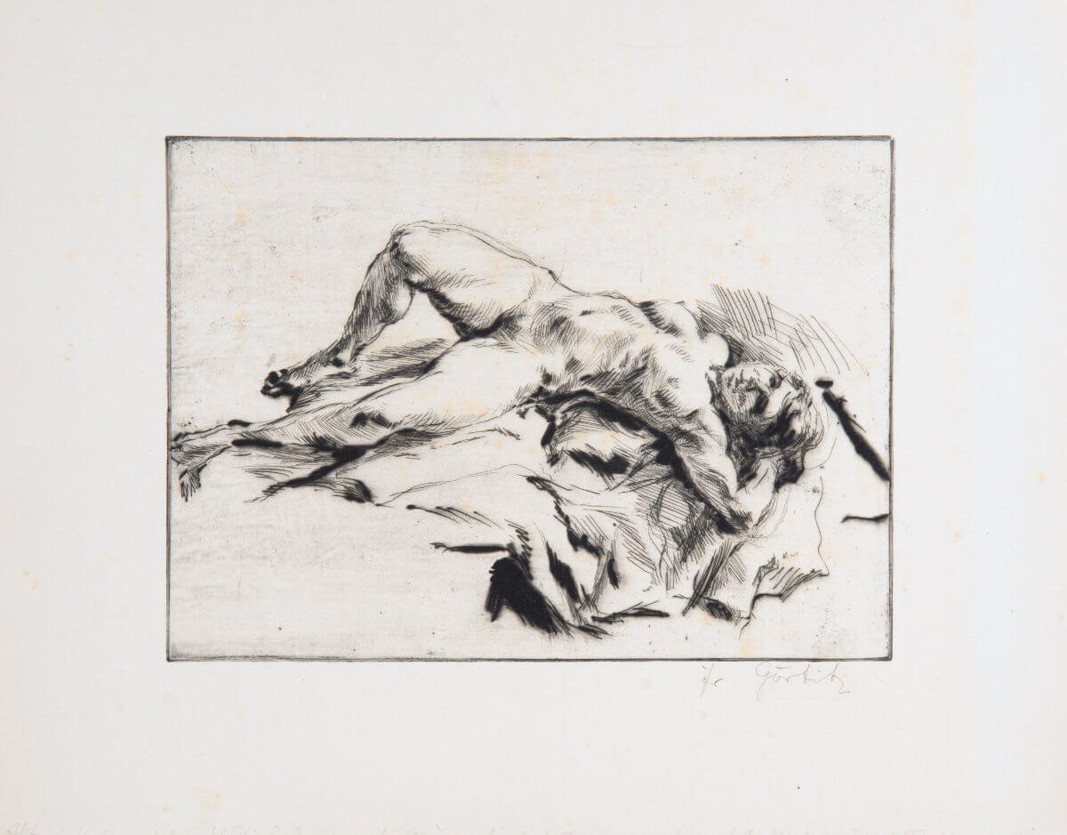 Weiblicher Akt, liegend (1921) Folio, Kaltnadel