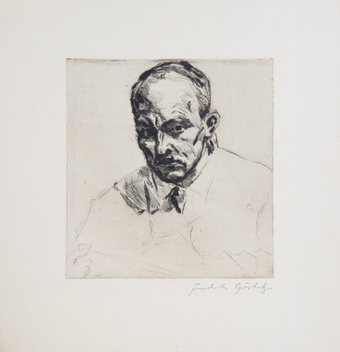 Der Radierer Alfred Frank (1919), Kaltnadel auf Nickelzink