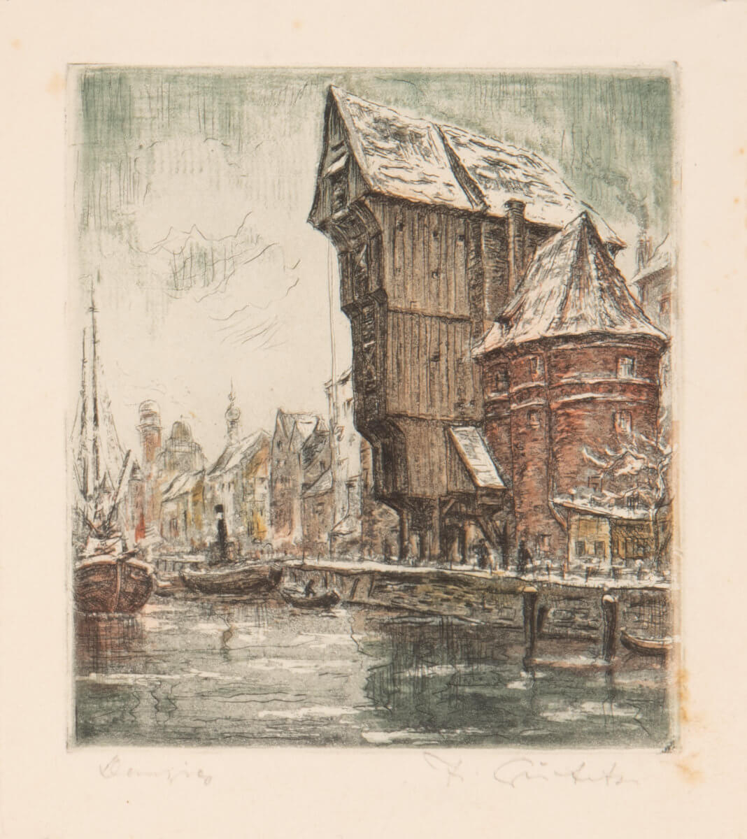 Danzig, Krantor im Winter (1943) Quart, handkoloriert
