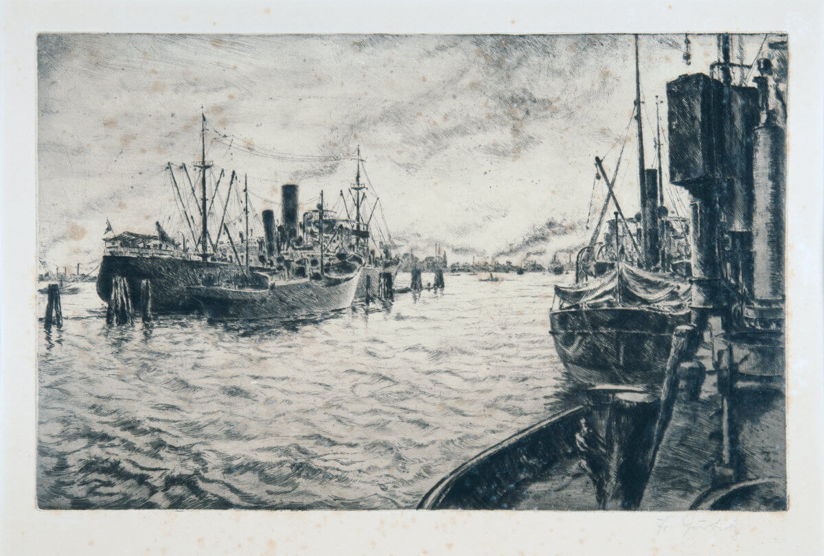 Hamburger Hafen (nicht datiert) Royal, Kaltnadel auf Kupfer