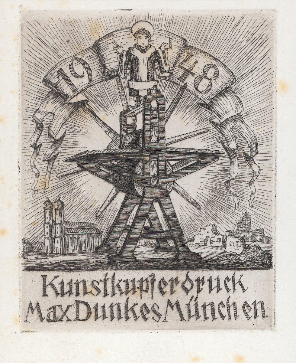 Neujahrskarte 1948 Kunstkupferdruck Max Dunkes, München, Visit