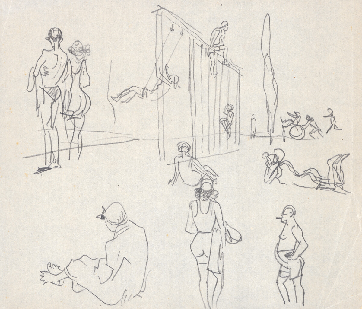 In der Badeanstalt, Zeichnung