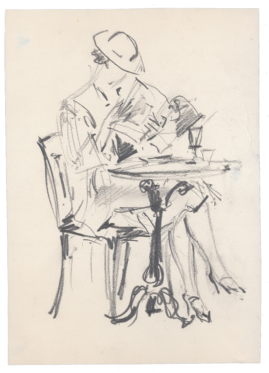 Im Leipziger Café Merkur, Zeichnung