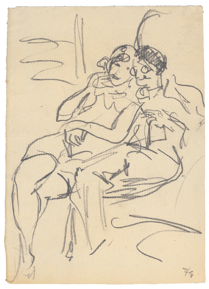 Im Leipziger Café Merkur, Zeichnung