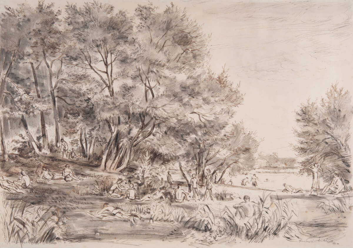 Grunewald, Berlin, Tuschezeichnung