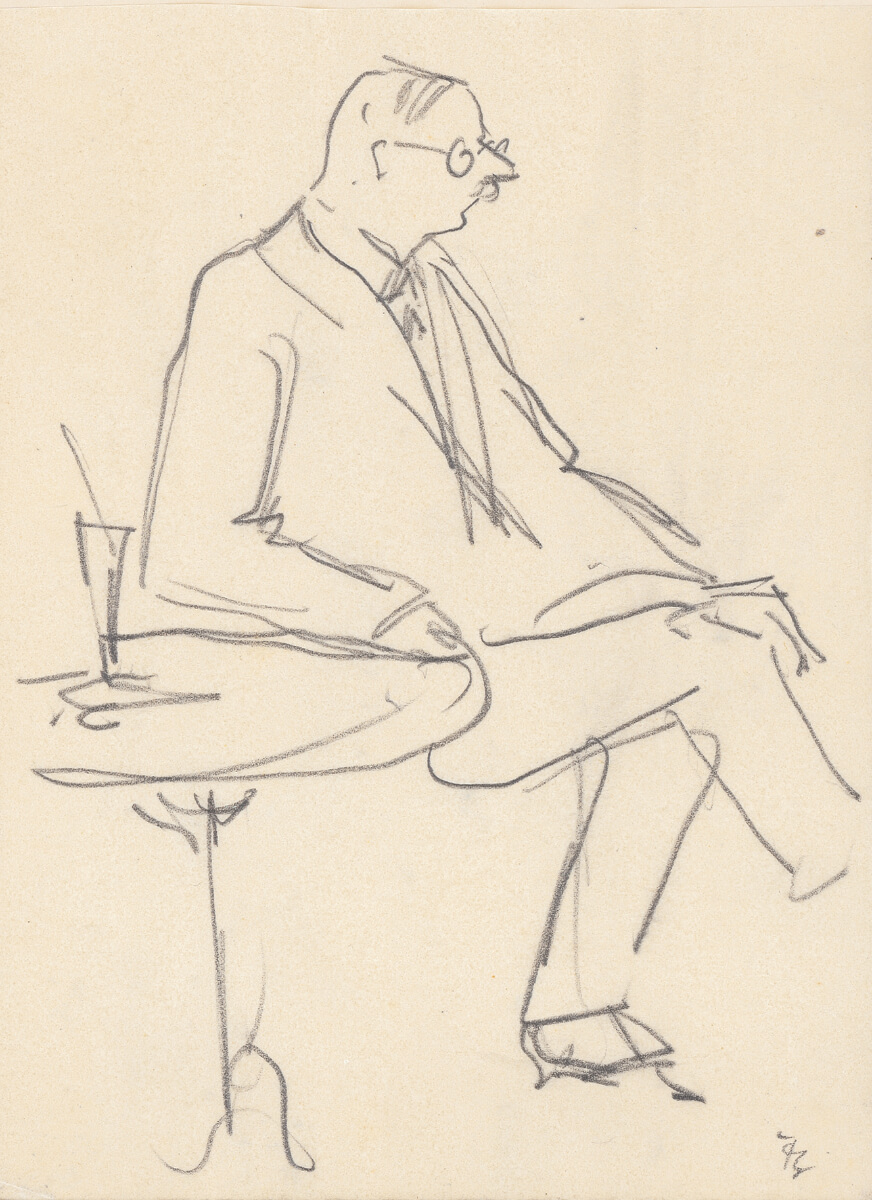 Im Kaffeegarten Markkleeberg (um 1920), Bleistift