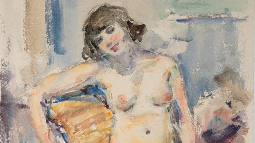 Weiblicher Akt, sitzend (1932), Aquarell