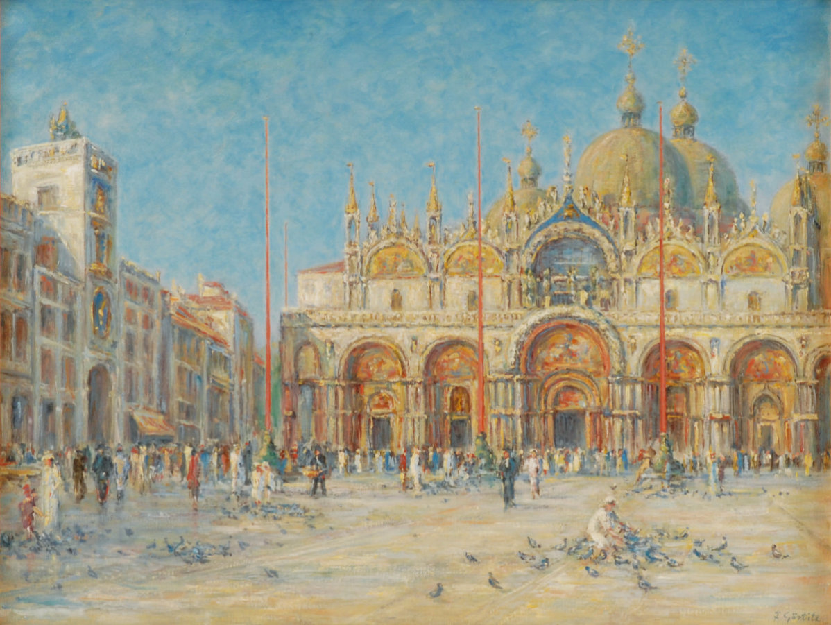Friedrich Görtitz, Venedig, San Marco Platz, Öl auf Leinwand, um 1930